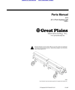 Great Plains 2015 Sn 1152M+20 foot 3Point Soybean Machine Parts Manual Catalog Pdf Download