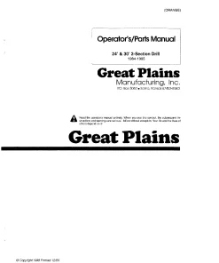 Great Plains 24 30-Foot 2Section Drill 1984-1985 Operation Maintenance and Parts Manual PDF download