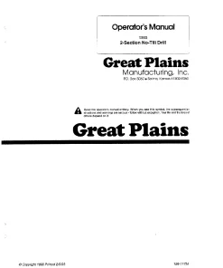 Great Plains 24 30- Foot 2Section No Till Drill 1993 Operation Maintenance Manual PDF download