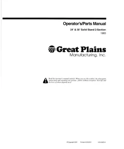Great Plains 24 30-Foot 2Section Solid Stand Drill 1983 Operation Maintenance and Parts Manual PDF download