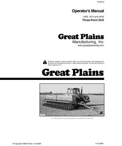 Great Plains 2400 2410 2420 Fluted 3 Point Feed Drills Operation Maintenance Manual PDF download