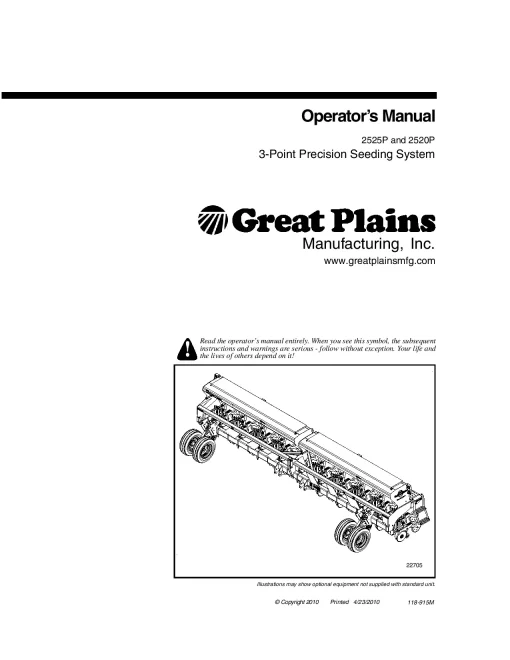 Great Plains 2520P 2525P 3 Point Precision Seeding System 2006- Operation Maintenance Manual PDF download