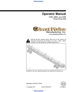 Great Plains 2700 3000 and 3700 3 point Drills Operation Maintenance Manual PDF download