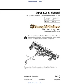 Great Plains 2N-2420 2N-3020 2 Section No-Till Drills 1995 Operation Maintenance Manual PDF download