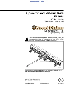 Great Plains 2SF24 and 2SF30 2 Section Folding Drills Operation Maintenance Manual PDF download