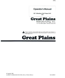 Great Plains 30-Foot 3-Section Full Press Drill 1980 Operation Maintenance and Parts Manual PDF download