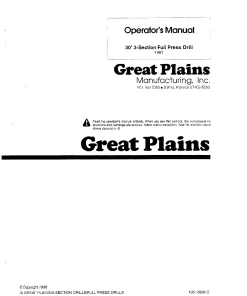 Great Plains 30-Foot 3-Section Full Press Drill 1981 Operation Maintenance Manual PDF download