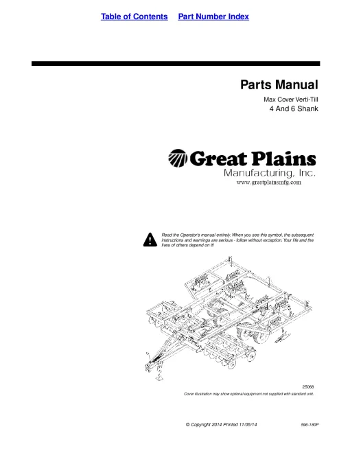 Great Plains 4 6 Shank Verti-Till Ripper Parts Manual Catalog Pdf Download