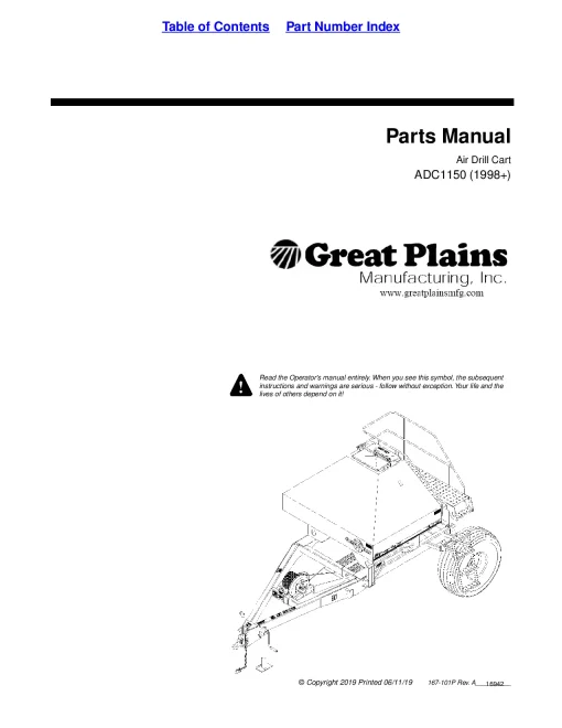 Great Plains ADC1150 Air Drill Cart 1998 Parts Manual Catalog Pdf Download