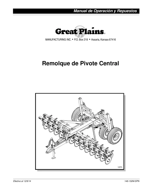Great Plains CPH-12 CPH-15 CPH-20 Center Pivot Hitches 1994 Spanish Operation Maintenance Manual PDF download