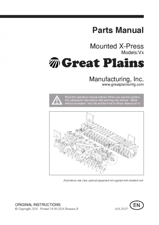 Great Plains Mounted X-Press VX Parts Manual 2016 Parts Manual Catalog Pdf Download