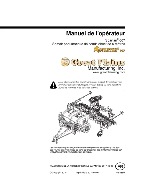 Great Plains NTA 607 Spartan II No-Till Air Drills French Operation Maintenance Manual PDF download