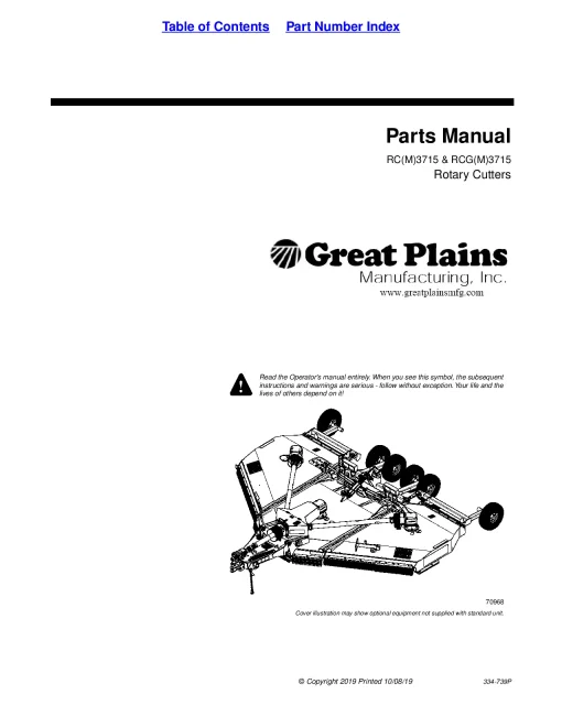 Great Plains RC(M)3712 RCG(M)3712 Rotary Cutters Parts Manual Catalog Pdf Download
