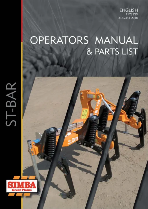 Great Plains Simba ST-Bar year 2010 Operation Maintenance and Parts Manual PDF download