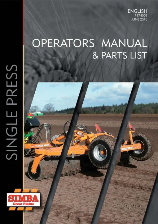 Great Plains Simba Single Press P17400E -2010 Operation Maintenance and Parts Manual PDF download