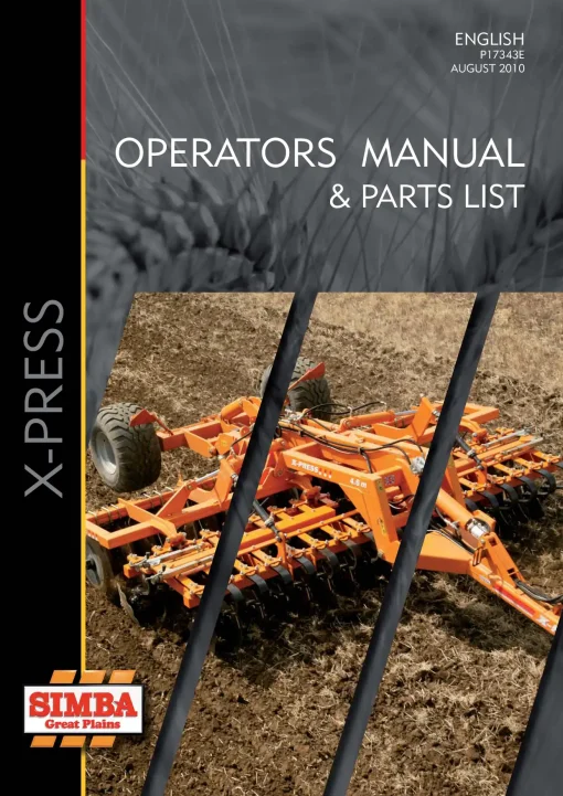 Great Plains Simba X-Press Trailed 2013 Operation Maintenance and Parts Manual PDF download