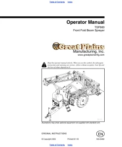 Great Plains TSF660 Front Fold Boom Sprayer Operation Maintenance Manual PDF download