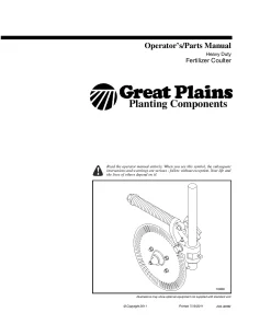 Great Plains Utility Coulter Vantage I-20 Fertilizer Coulters Planting Component Operation Maintenance and Parts Manual PDF download