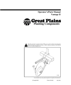 Great Plains Vantage II Fertilizer Coulters Planting Component Operation Maintenance and Parts Manual PDF download