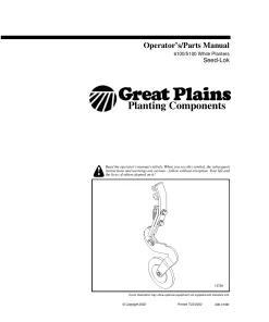 Great Plains White Planters 61005100 Seed-Lok Planting Component Operation Maintenance and Parts Manual PDF download