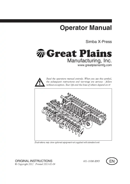 Great Plains X-Press Mounted 2012 Operation Maintenance Manual PDF download