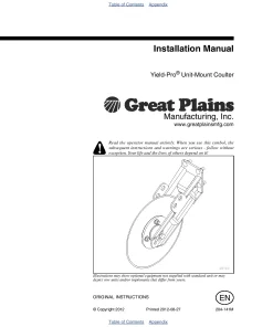 Great Plains YP Unit-Mount Coulter Planting Component Operation Maintenance and Parts Manual PDF download
