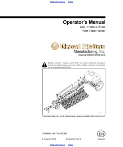 Great Plains YP1225 YP1625 Yield-Pro Planters 2005 Operation Maintenance Manual PDF download