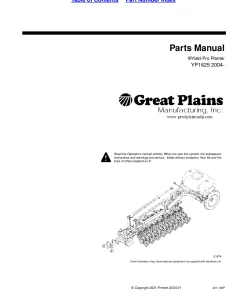 Great Plains YP1625 Pull-Type Yield-Pro Planter 2004- Parts Manual Catalog Pdf Download