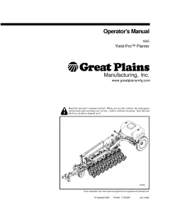 Great Plains YP1625 Pull-Type Yield-Pro Planter Operation Maintenance Manual PDF download