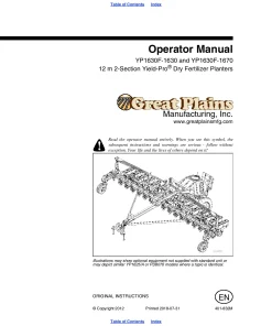 Great Plains YP1630F- 1630 1670 Fertilizer Planter Operation Maintenance Manual PDF download