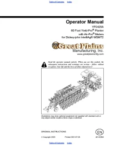 Great Plains YP2425A Air Pro Planter Operation Maintenance Manual PDF download