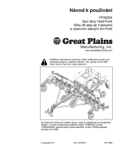Great Plains YP3025A Air-Pro Planter Czech Operation Maintenance Manual PDF download
