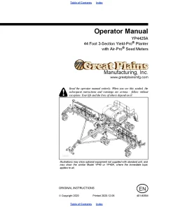 Great Plains YP4425A Air-Pro Planter Operation Maintenance Manual PDF download