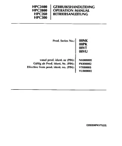 Greenland HPC 260 300 2400 2800 Conditioners Rear mounted 1995 Operation Maintenance Manual PDF download