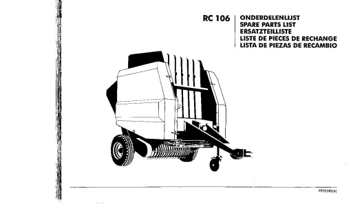 Greenland RC 106 Round Balers Variable chamber 1992 Parts Manual Catalog PDF Download