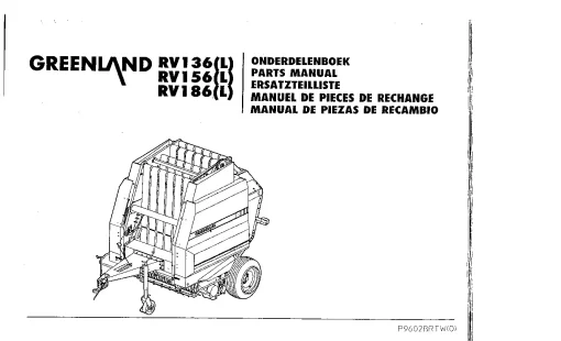 Greenland RV 136 156 186 (L) Round Balers Variable chamber 1996 Parts Manual Catalog PDF Download