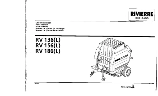 Greenland RV 136 156 186 (L) Round Balers Variable chamber 1997 - P9701BRTW(4) Parts Manual Catalog PDF Download