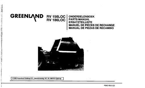 Greenland RV 156 186-LOC Round Balers Variable chamber 1996 Parts Manual Catalog PDF Download