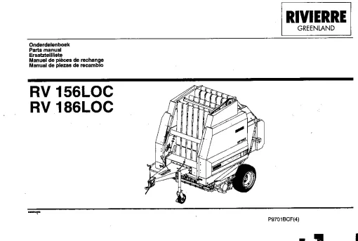 Greenland RV 156 186-LOC Round Balers Variable chamber 1997 Parts Manual Catalog PDF Download