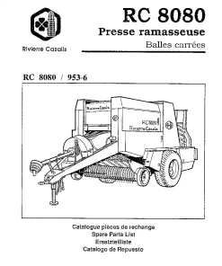 Greenland Rivierre Casalis RC 8080 Industry Balers Square Big Parts Manual Catalog PDF Download
