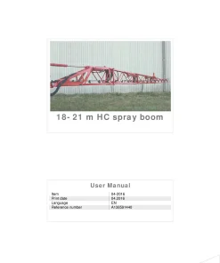 Kubota 18-21 HC Spray boom 2016 Operation Maintenance Manual PDF download