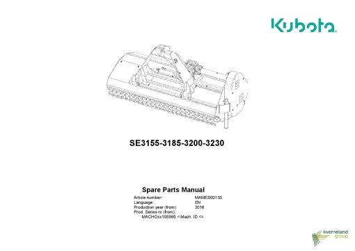 Kubota 3155 3185 3200 3230 Choppers 2016 North America Parts Manual Catalog Pdf Download