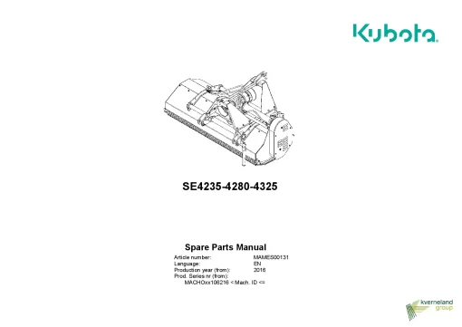 Kubota 4235 4280 4325 Choppers 2016 North America Parts Manual Catalog Pdf Download