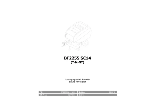 Kubota BF2255 SC14 T-N-NT Round Baler 2019 Parts Manual Catalog Pdf Download