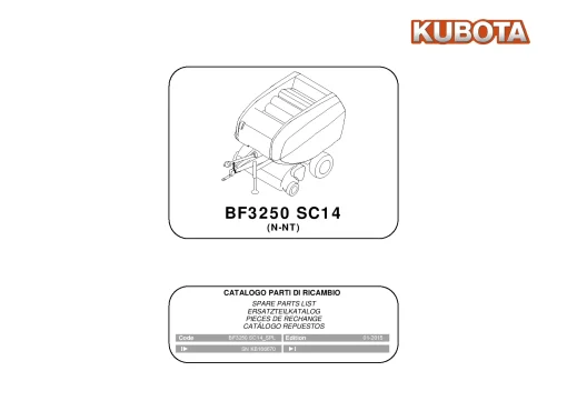 Kubota BF3250 SC14 N-NT Baler Round 2015 Parts Manual Catalog Pdf Download