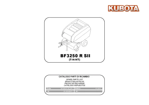 Kubota BF3255 R SII T-N-NT Baler Round 2015 Parts Manual Catalog Pdf Download