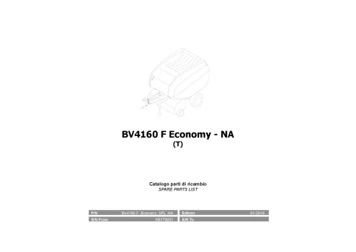 Kubota BV4160F Economy North America T Round Baler 2019 Parts Manual Catalog Pdf Download