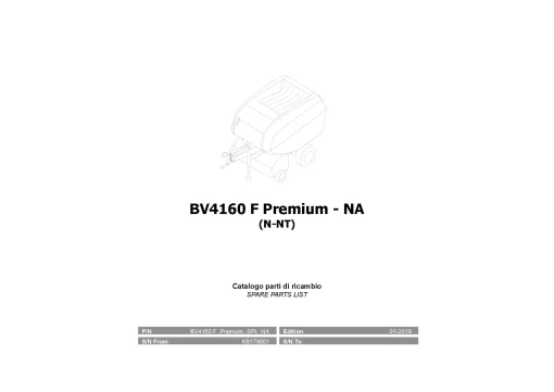 Kubota BV4160F Premium North America Round Baler 2019 Parts Manual Catalog Pdf Download