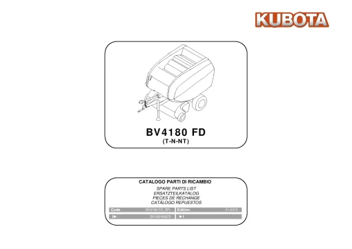 Kubota BV4180FD T-N-NT Round Baler 2015 Parts Manual Catalog Pdf Download