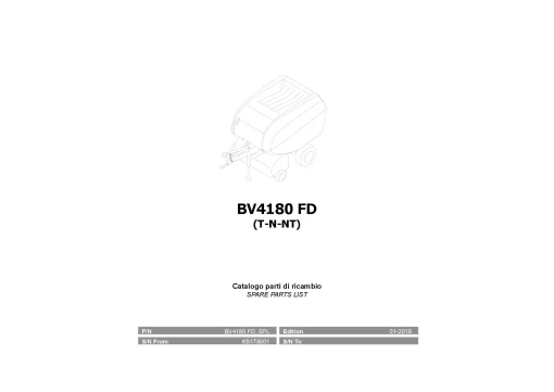 Kubota BV4180FD T-N-NT Round Baler 2019 Parts Manual Catalog Pdf Download
